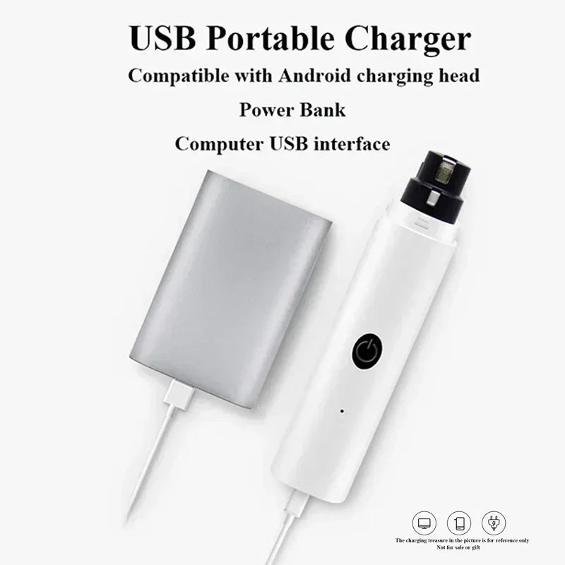 Electric Pet Nail Grinder with LED Light – USB Rechargeable, Low-Noise Dog & Cat Nail Clipper