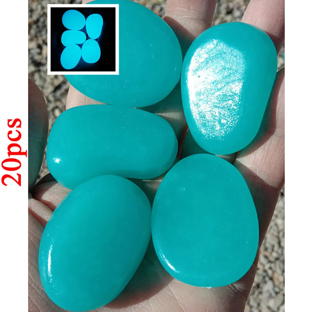 Glow-in-the-Dark Garden Pebbles (20PCS, 300g) – Luminous Resin Stones for Outdoor Landscaping, Fairy Gardens & Aquariums,Fish Tanks