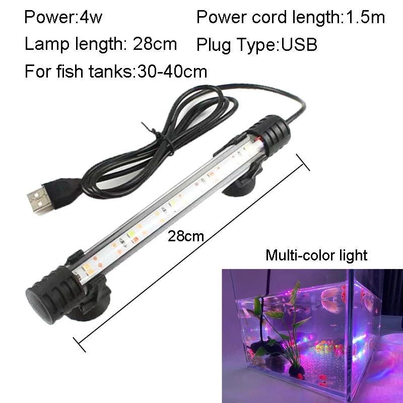 USB Aquarium LED Light – Waterproof Submersible Fish Tank & Plant Grow Lamp