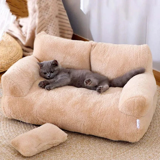 Luxury Winter Plush Cat Bed Sofa – Soft Warm Pet Nest