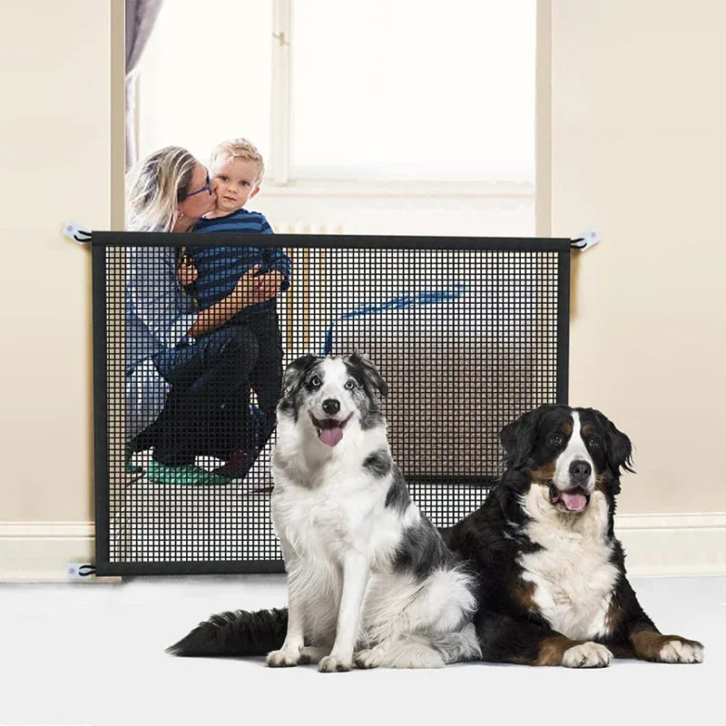 Pet Dog Barrier Fence – 4Pcs Hook Folding Mesh Playpen for Dog Safety, Stairs & Home Isolation