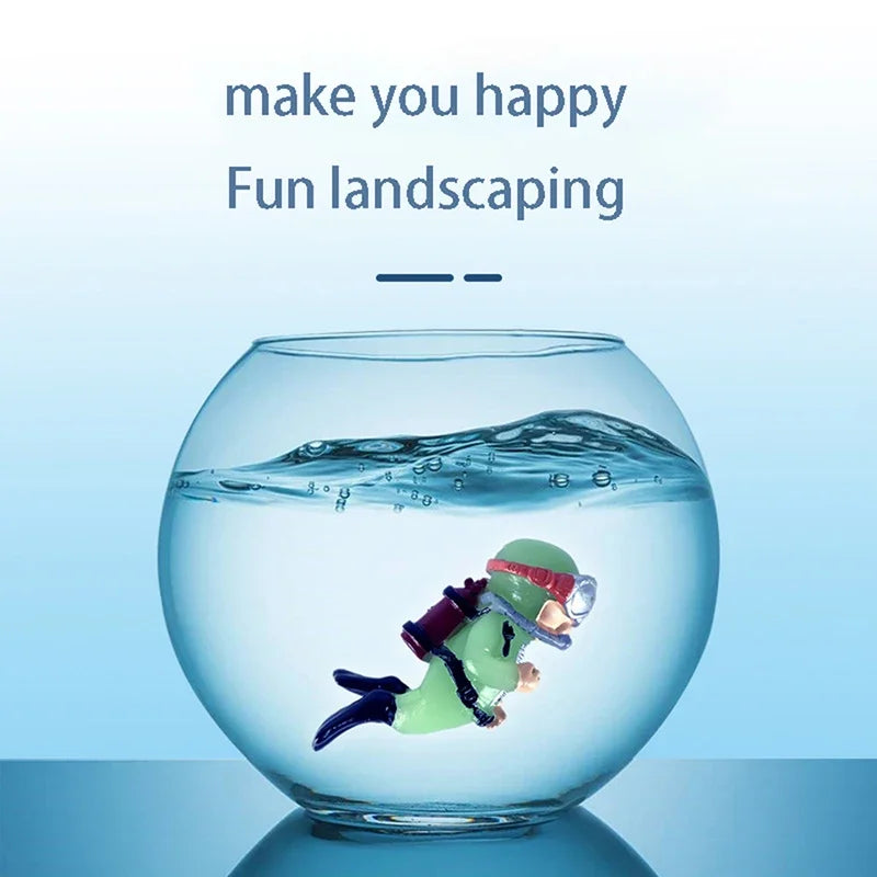 Cute Luminous Mini Diver Aquarium Decoration – Floating Scuba Diver Ornament