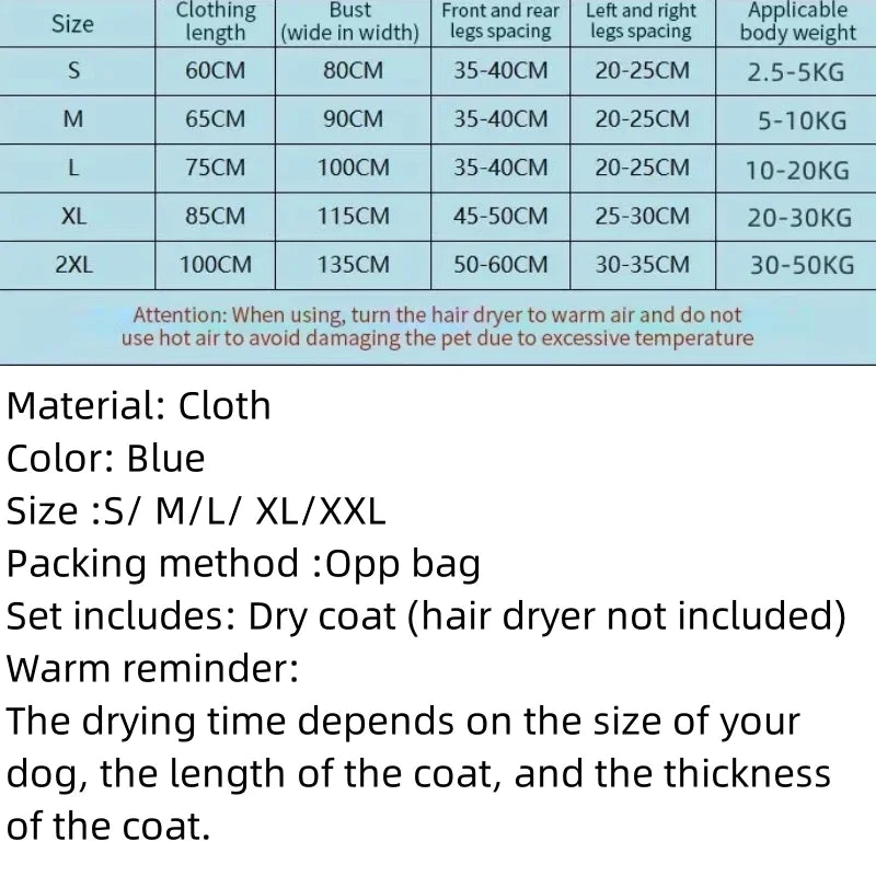 2-in-1 Pet Drying Bag – Fast Dog & Cat Dryer Coat | Adjustable Warm Air Suit for Grooming & Bath Time