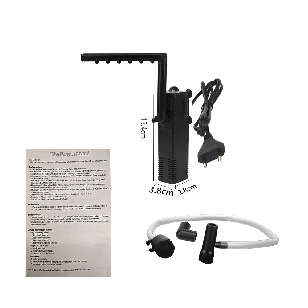 Low-Level Submersible Aquarium Filter Pump – Multi-Function Water Pump & Aeration Booster
