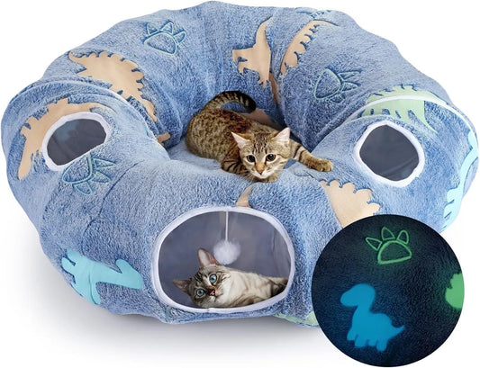 Peekaboo Cat Cave - Foldable Cat Tunnel with Washable Cushion