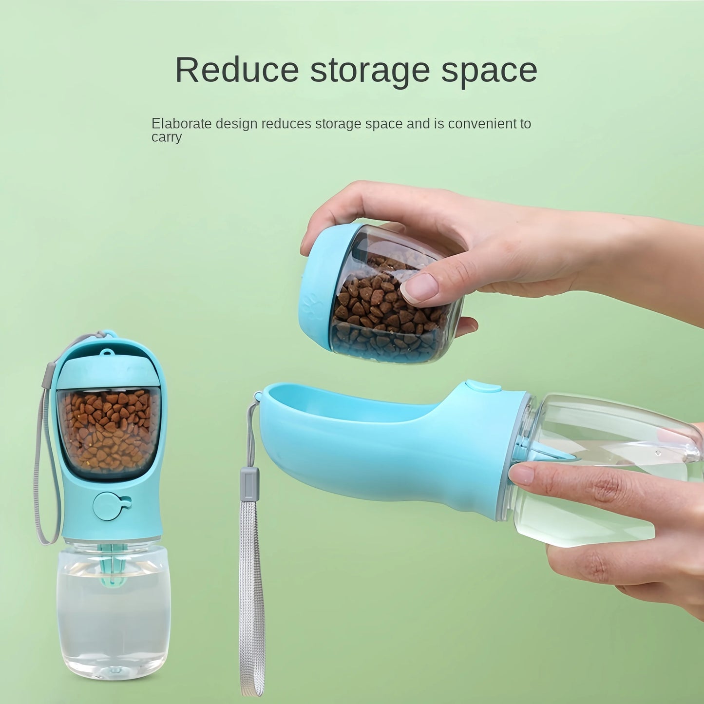 Portable Dog & Cat Water Bottle with Food Storage – Travel Pet Drinking Kettle
