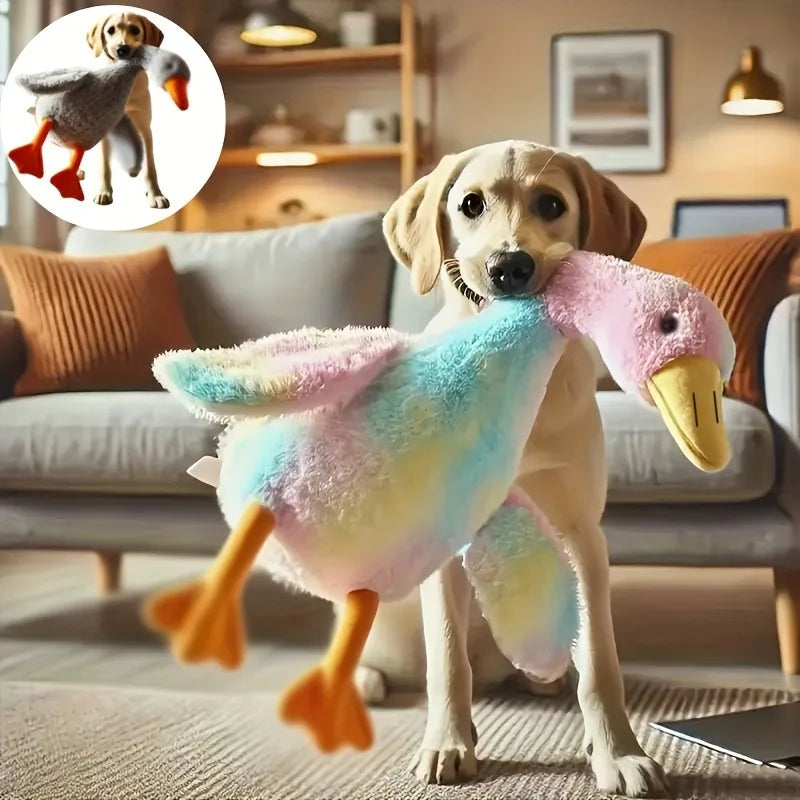 Soft Colorful Duck Plush Toy – Anxiety-Relieving Pet Companion for Cats & Dogs