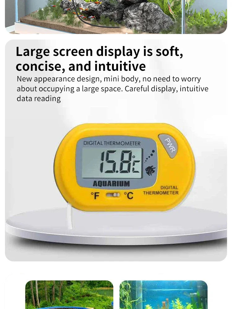 Digital Aquarium Thermometer with Probe – LCD Fish Tank Water Temperature Monitor