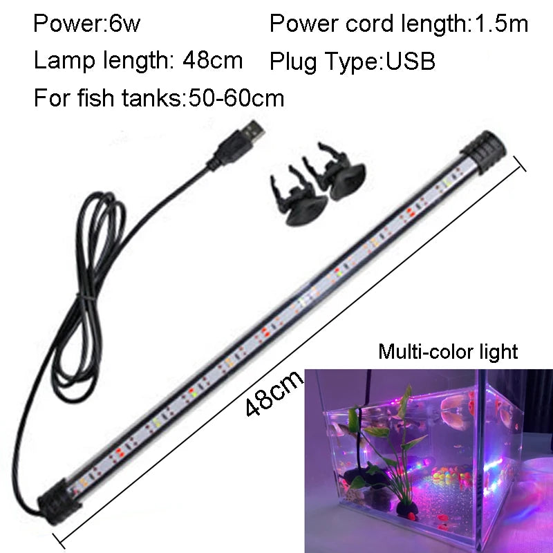USB Aquarium LED Light – Waterproof Submersible Fish Tank & Plant Grow Lamp