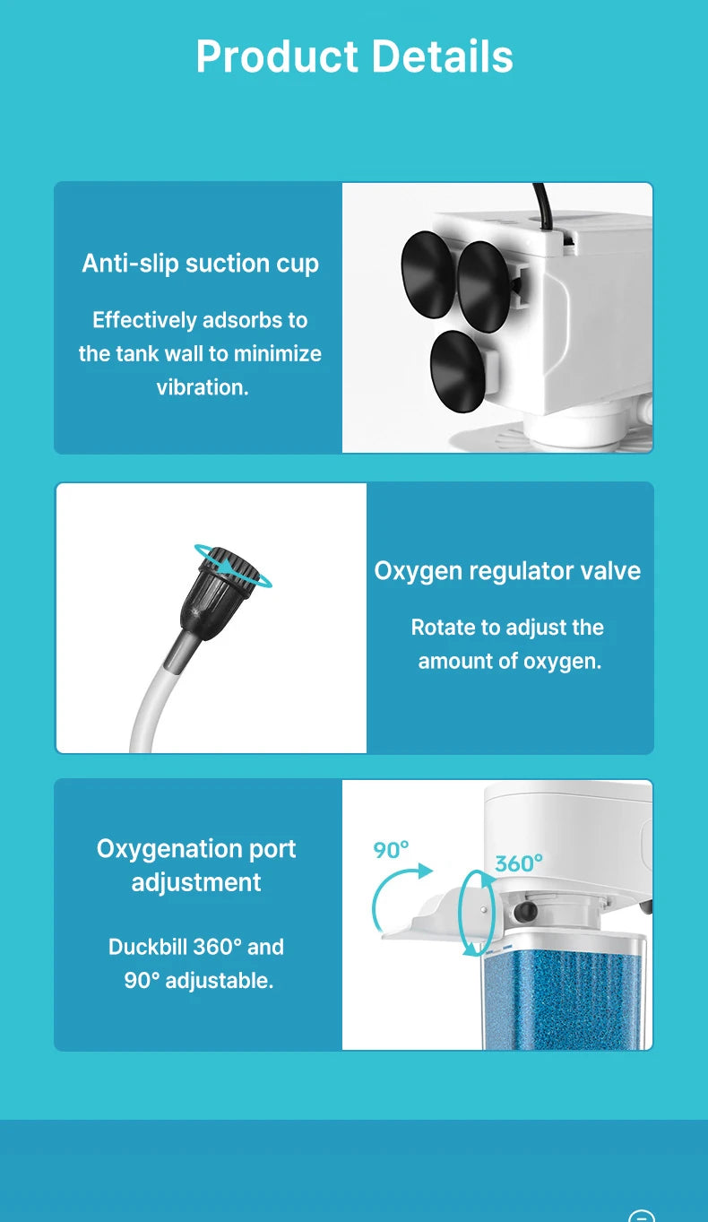 6-in-1 Submersible Aquarium Filter – Silent Water Pump, Aerator & Waste Suction