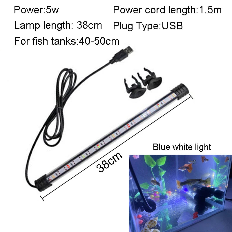 USB Aquarium LED Light – Waterproof Submersible Fish Tank & Plant Grow Lamp