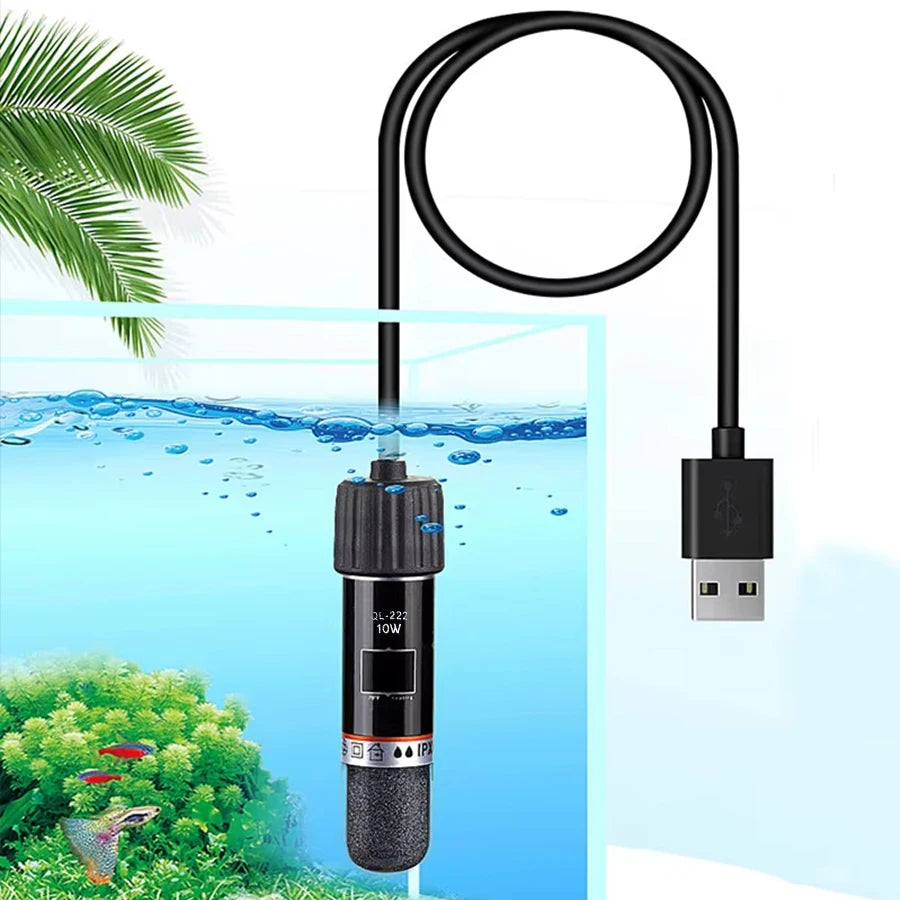USB Mini Aquarium Heater  –  Constant Temperature Submersible Thermostat Heater Rod for Small Fish Tanks