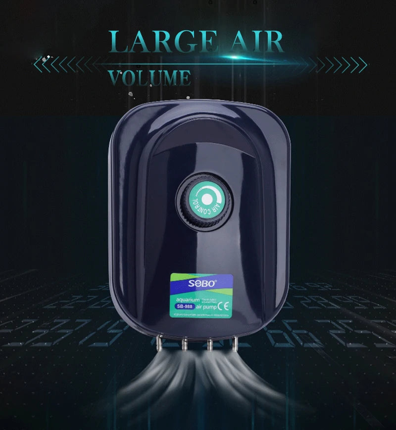 Silent Adjustable Aquarium Air Pump – High Power Water Circulator for Fish Tanks