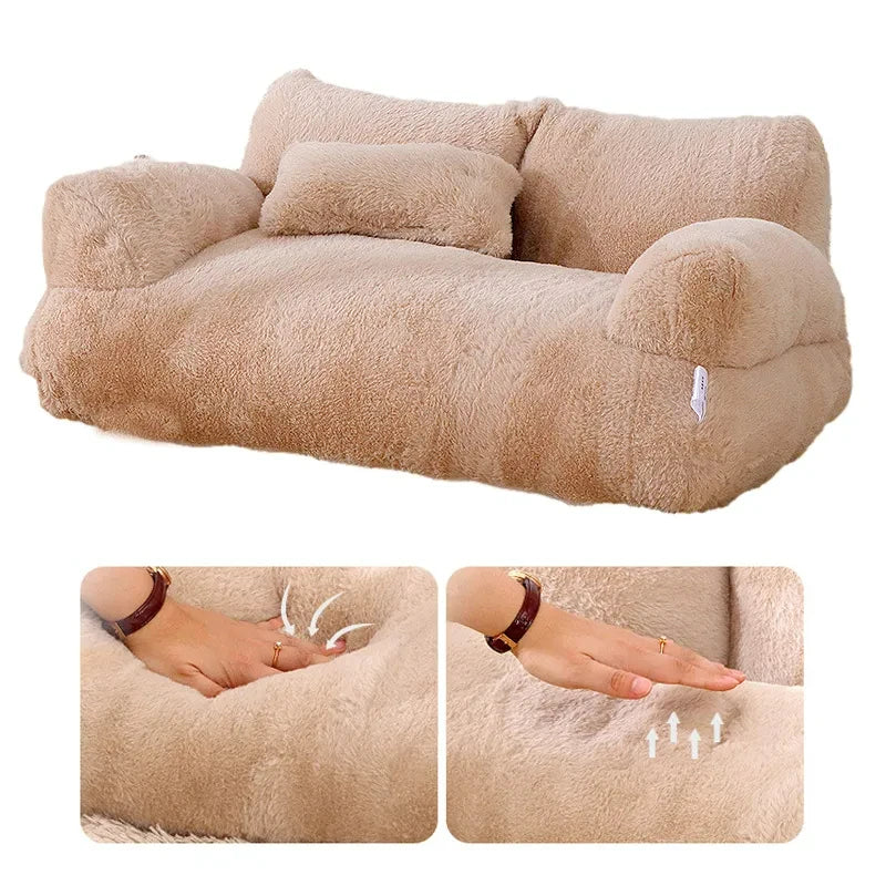 Luxury Winter Plush Cat Bed Sofa – Soft Warm Pet Nest
