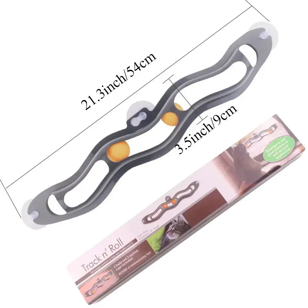 Interactive Wall-Mounted Cat Toy Track with Suction Cups – Space-Saving Play Tunnel with Rolling Balls