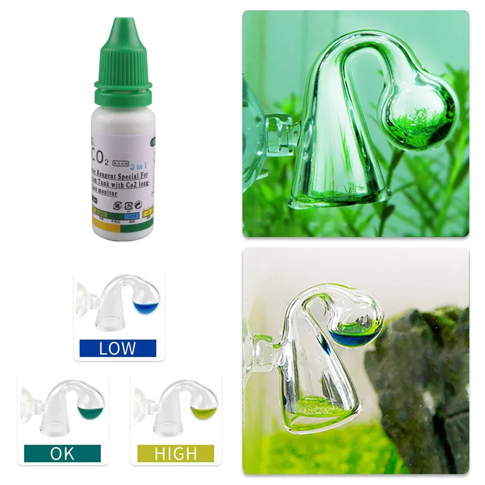 Aquarium CO2 Indicator Liquid – Glass Drop Checker for Plants, Grass, and Fish Tank