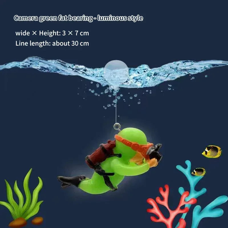Cute Luminous Mini Diver Aquarium Decoration – Floating Scuba Diver Ornament