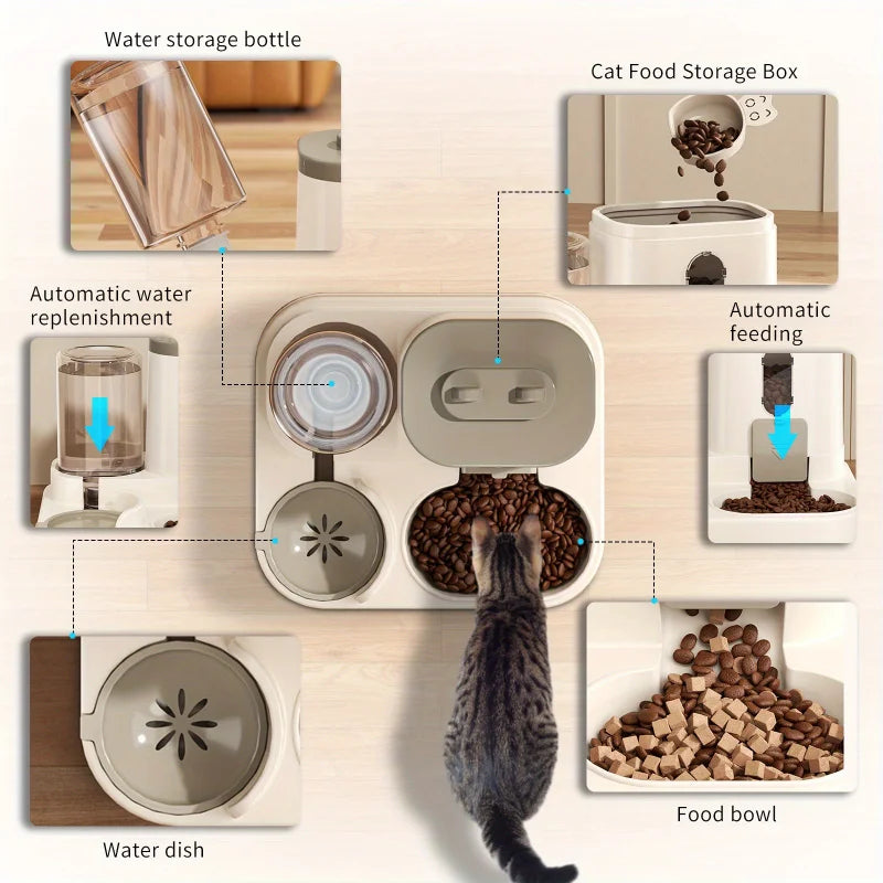 Automatic Pet Feeder and Water Dispenser – Non-Electric Dual Bowl for Cats & Dogs