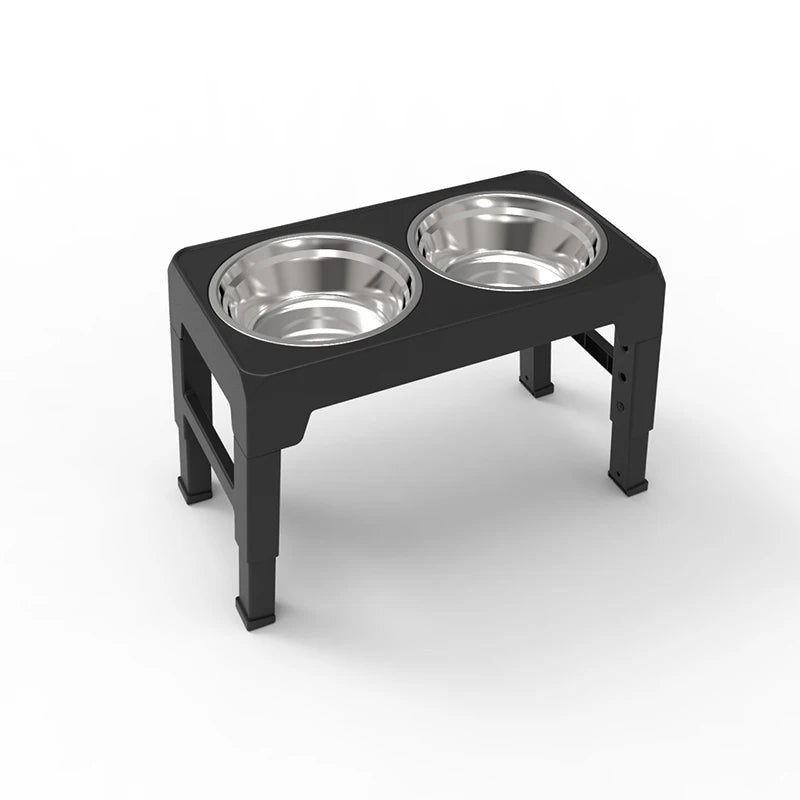 Adjustable Elevated Dog Feeder with Double Stainless Steel Bowls or Slow Feeder Bowl