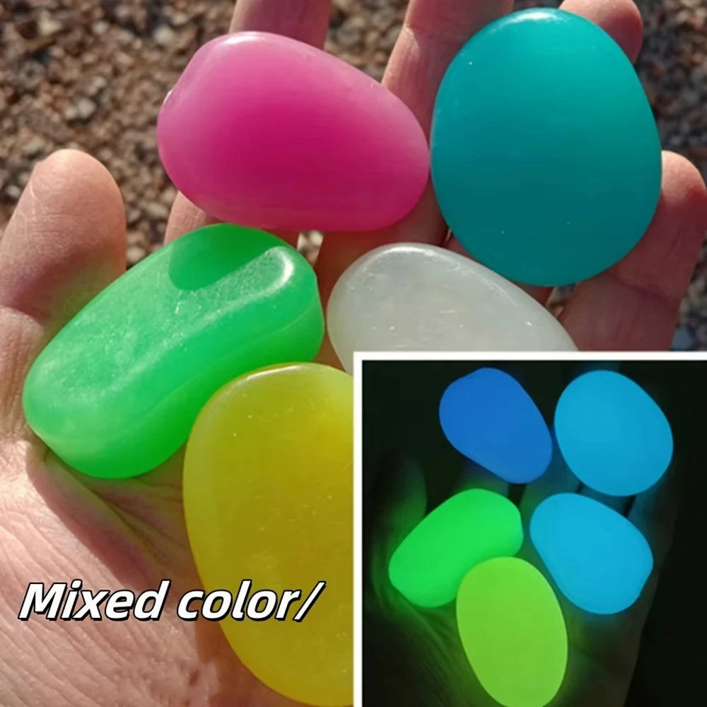 Glow-in-the-Dark Garden Pebbles (20PCS, 300g) – Luminous Resin Stones for Outdoor Landscaping, Fairy Gardens & Aquariums,Fish Tanks