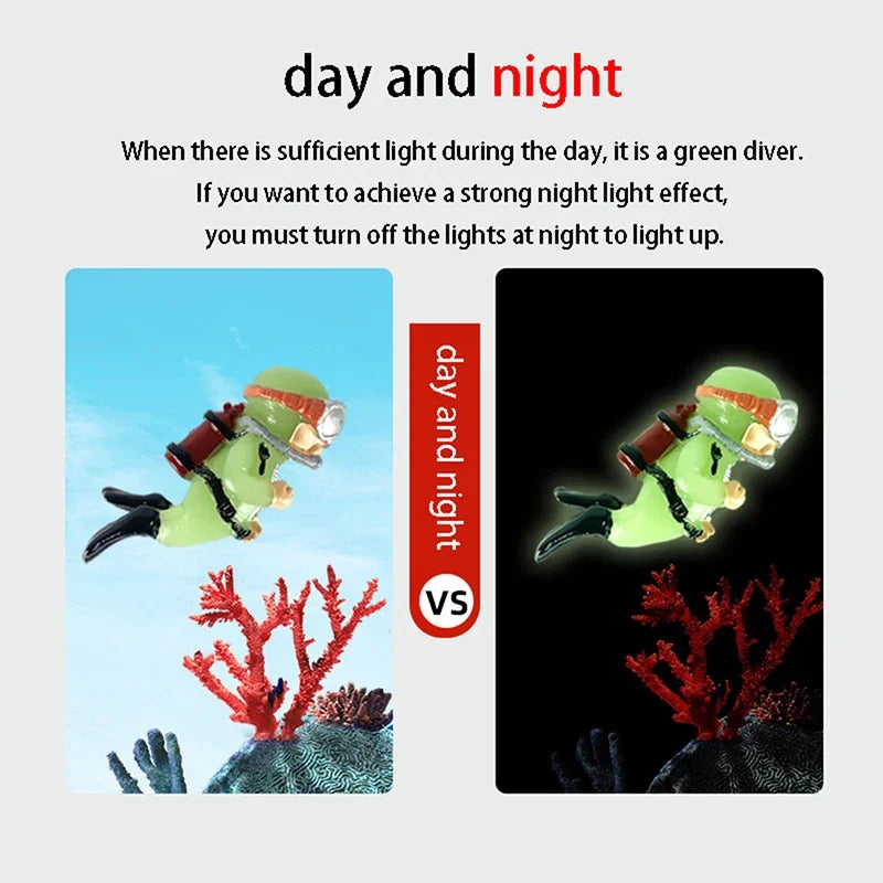 Cute Luminous Mini Diver Aquarium Decoration – Floating Scuba Diver Ornament