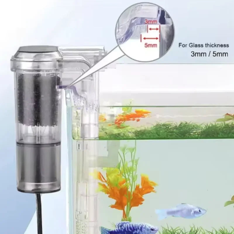 Mini Wall-Mounted Aquarium Filter – USB Waterfall Filter for Small Fish Tanks