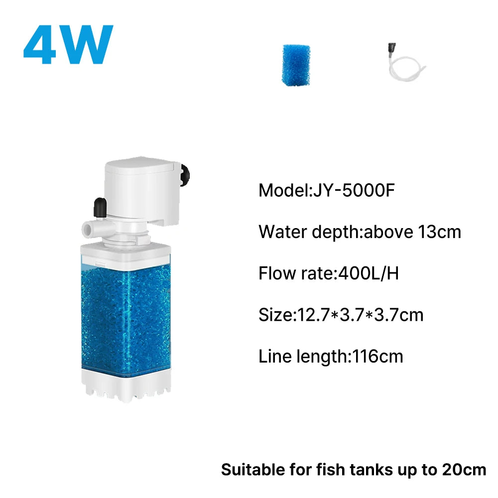 6-in-1 Submersible Aquarium Filter – Silent Water Pump, Aerator & Waste Suction