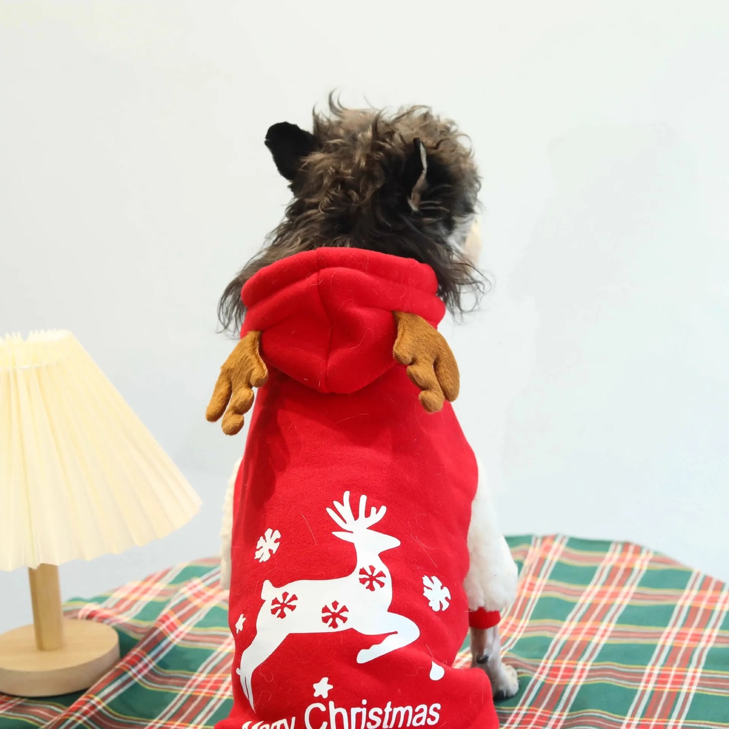 Winter Fleece Dog Sweatshirt with Christmas Fawn Design