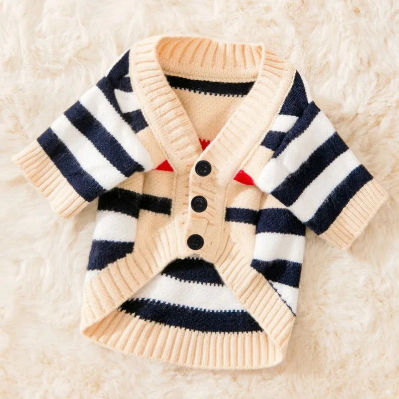 Striped Cotton Cute Cardigan / Sweater for Small Dogs & Cats