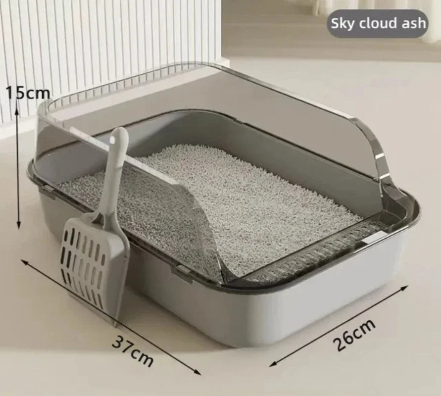 Semi-Enclosed Cat Litter Tray