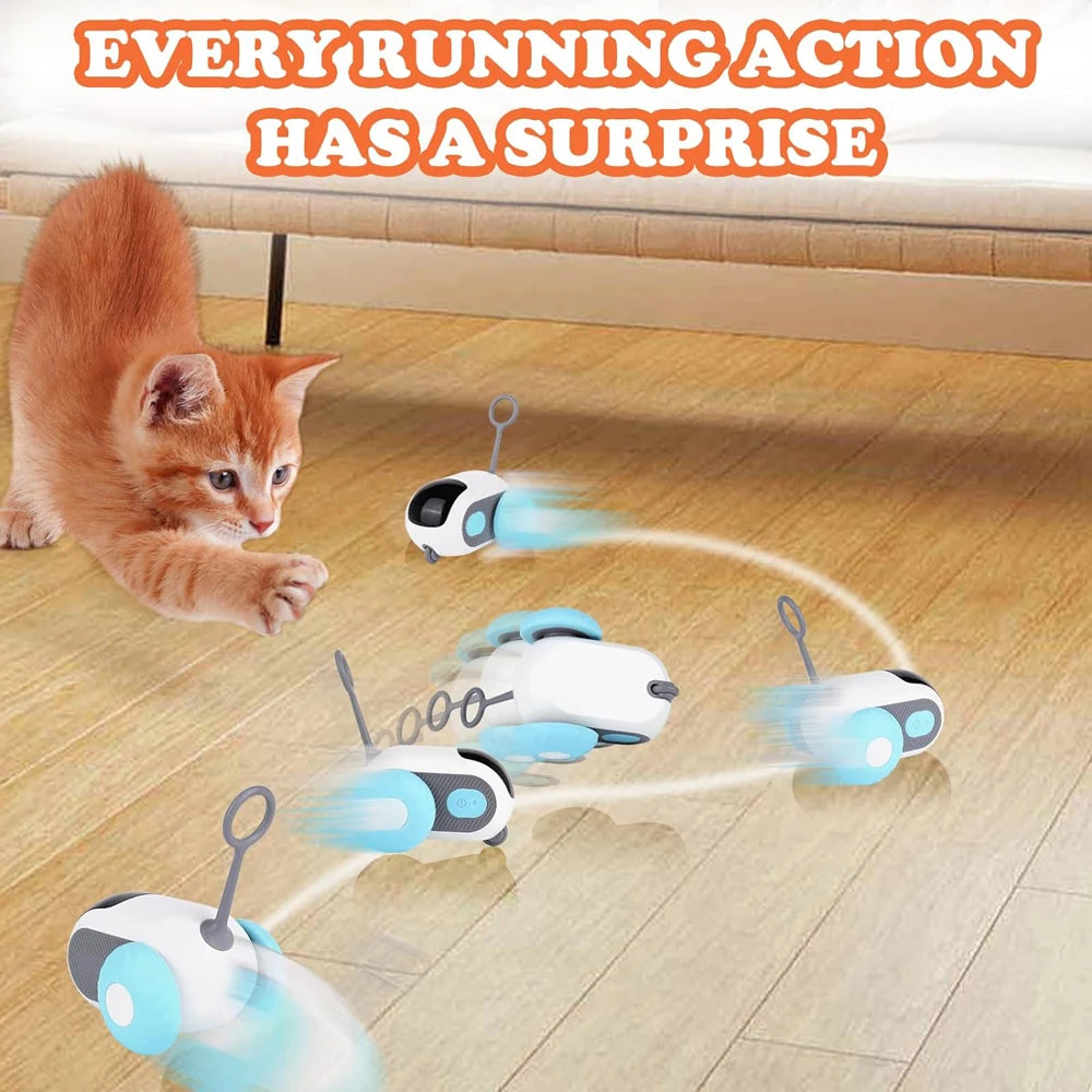 2-in-1 Smart Interactive Cat Toy Car – Automatic & Remote-Controlled Fast Moving Toy with Obstacle Avoidance