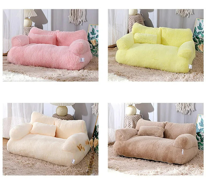 Luxury Winter Plush Cat Bed Sofa – Soft Warm Pet Nest