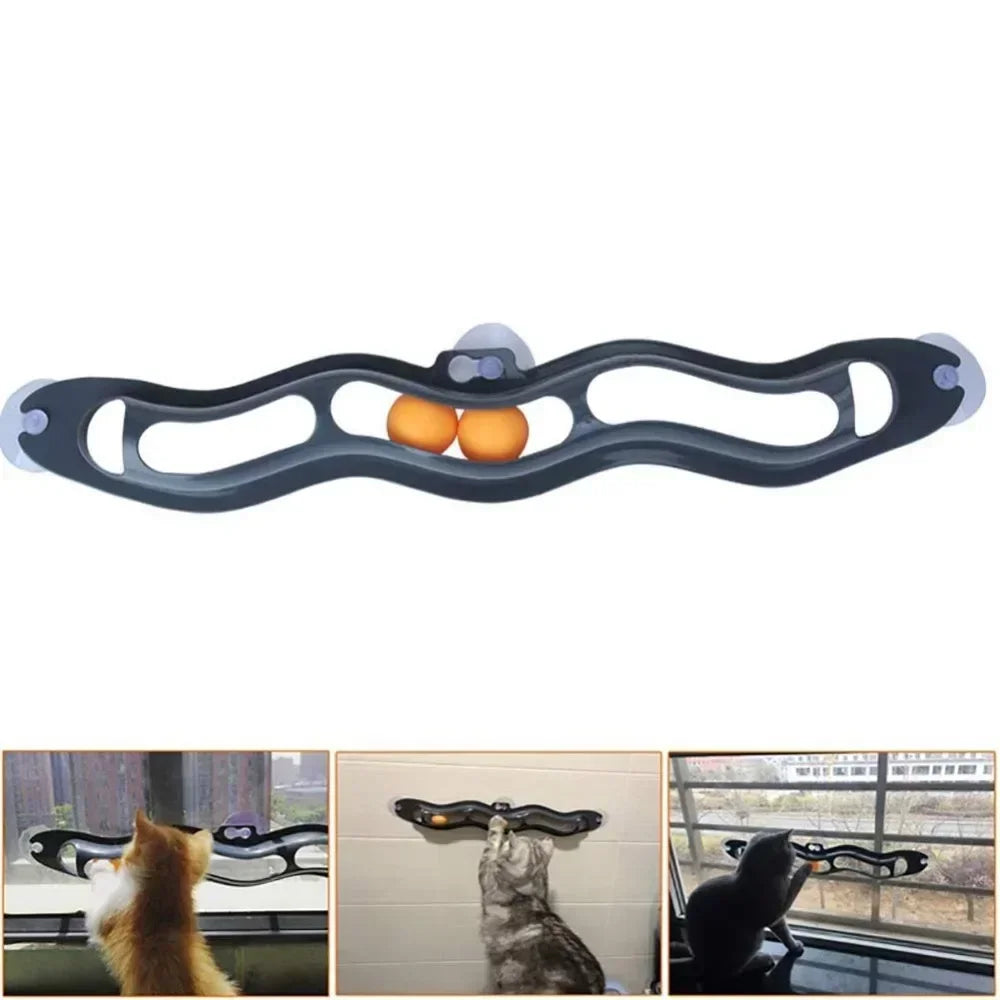 Interactive Wall-Mounted Cat Toy Track with Suction Cups – Space-Saving Play Tunnel with Rolling Balls