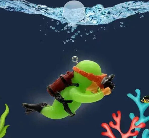 Cute Luminous Mini Diver Aquarium Decoration – Floating Scuba Diver Ornament