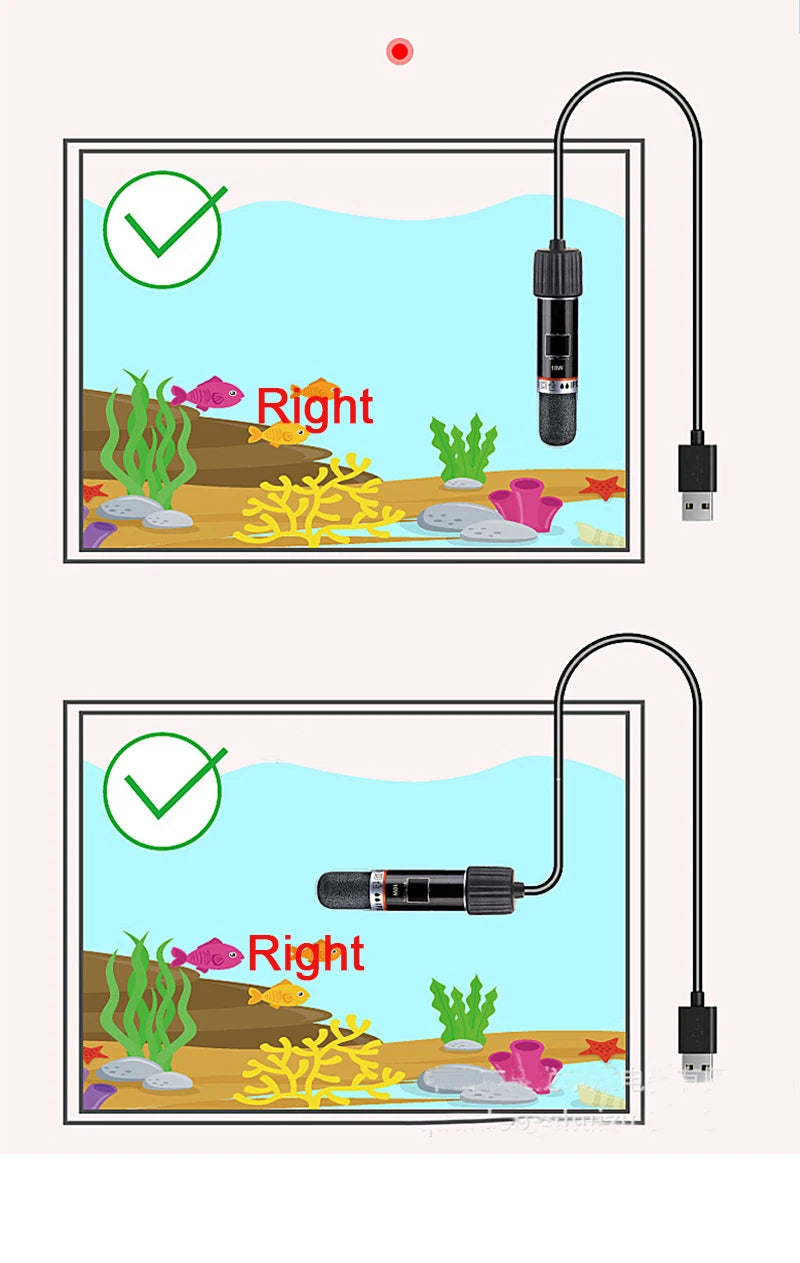 USB Mini Aquarium Heater  –  Constant Temperature Submersible Thermostat Heater Rod for Small Fish Tanks