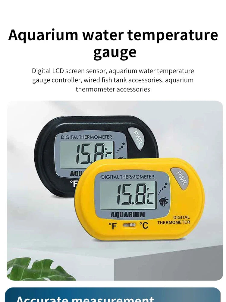 Digital Aquarium Thermometer with Probe – LCD Fish Tank Water Temperature Monitor