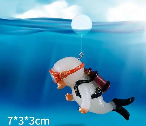 Cute Luminous Mini Diver Aquarium Decoration – Floating Scuba Diver Ornament