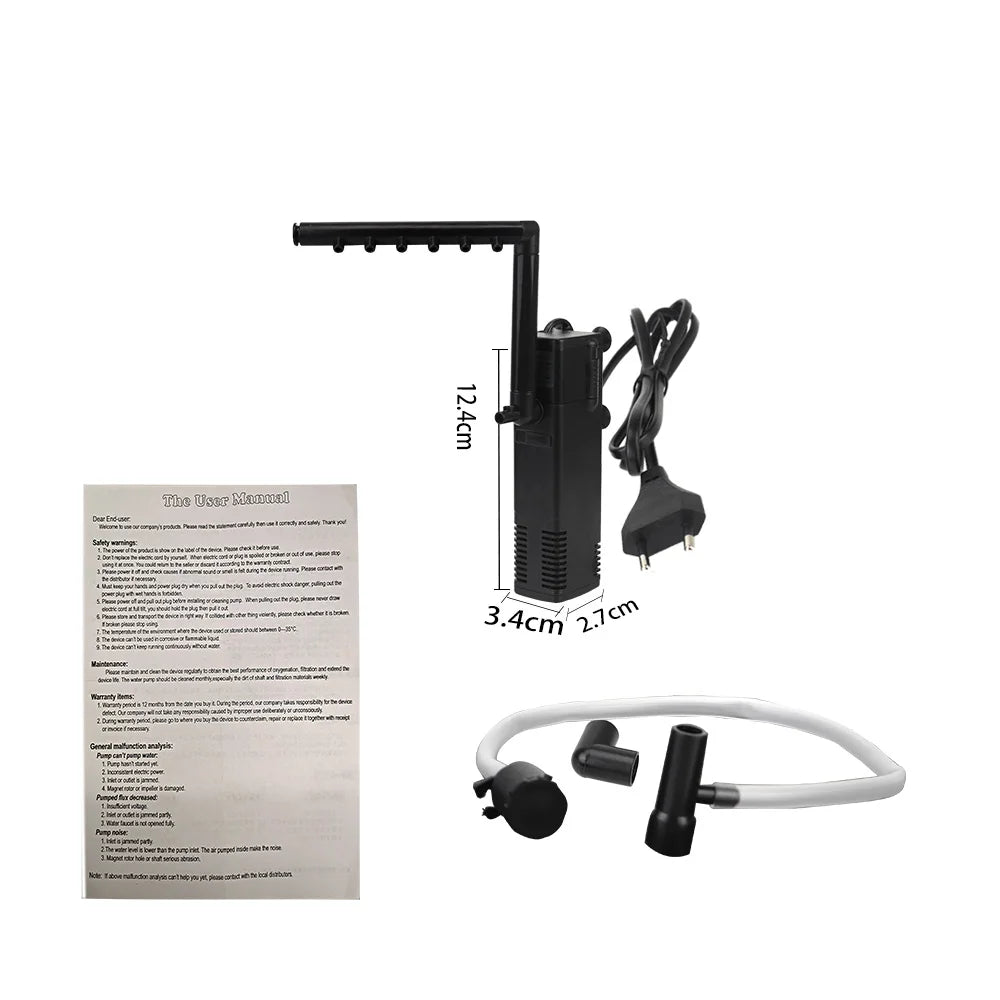 Low-Level Submersible Aquarium Filter Pump – Multi-Function Water Pump & Aeration Booster