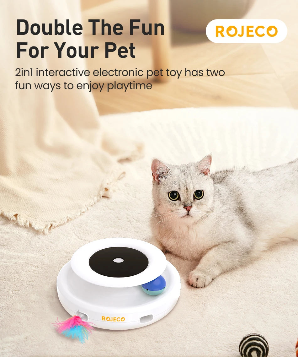 2-in-1 Interactive Cat Toy – Smart Feather Teaser & Automatic Ball for Indoor Cats