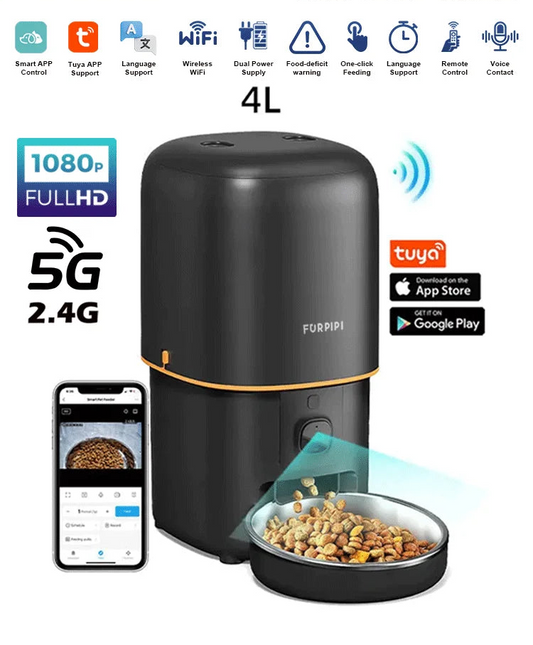 Smart App Controlled Automatic  Cat & Dog / Pet Feeder with 1080P Camera, Wi-Fi & Night Vision