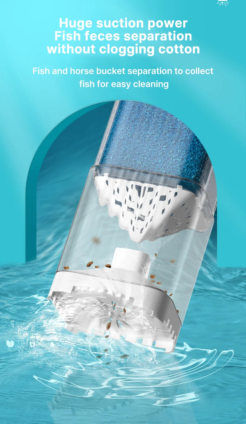 6-in-1 Submersible Aquarium Filter – Silent Water Pump, Aerator & Waste Suction