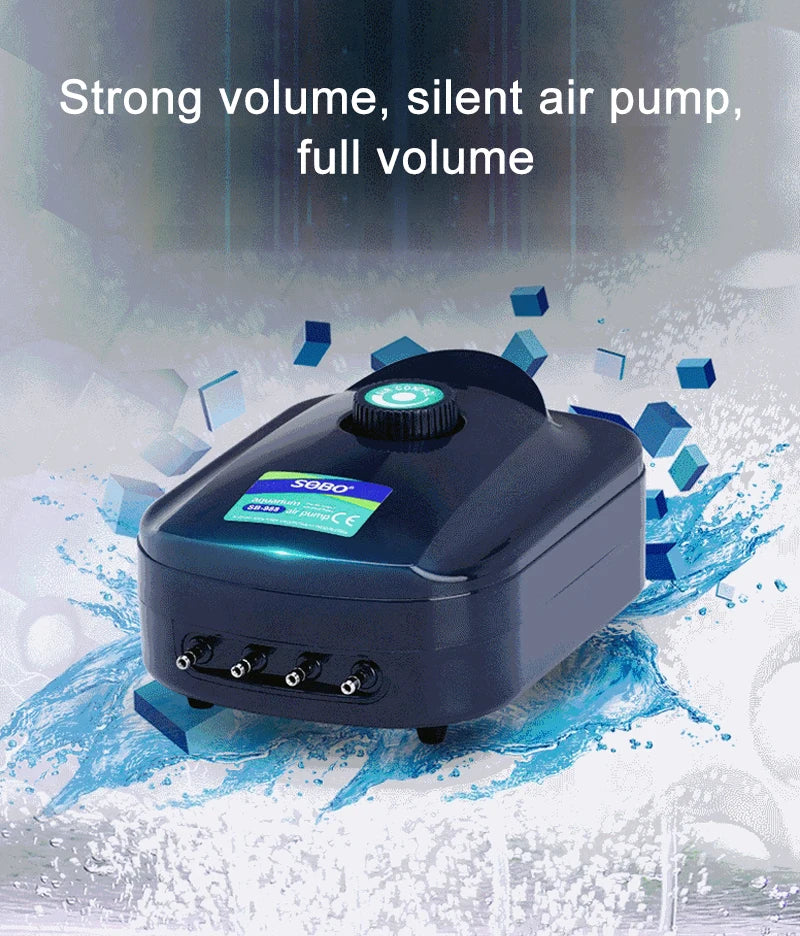 Silent Adjustable Aquarium Air Pump – High Power Water Circulator for Fish Tanks