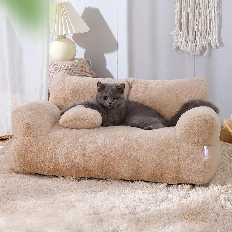 Luxury Winter Plush Cat Bed Sofa – Soft Warm Pet Nest