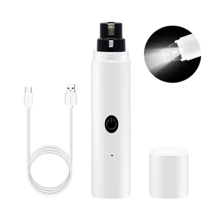 Electric Pet Nail Grinder with LED Light – USB Rechargeable, Low-Noise Dog & Cat Nail Clipper