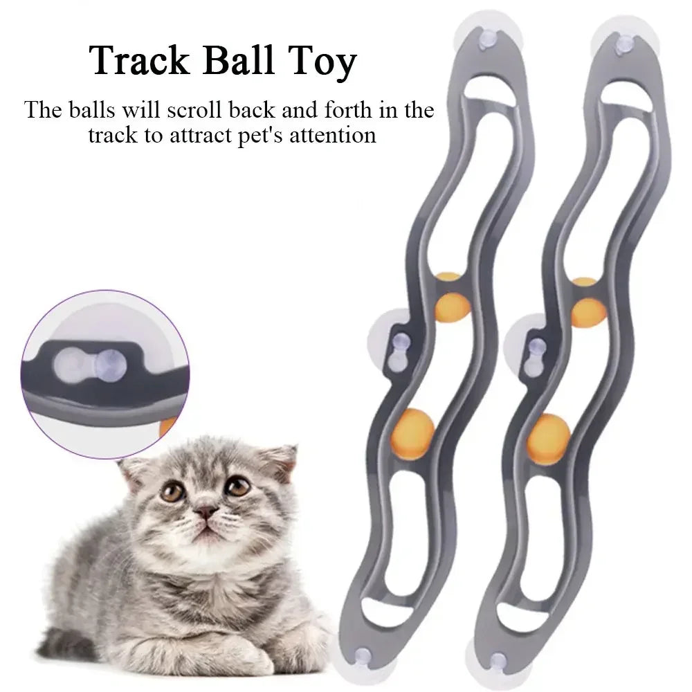Interactive Wall-Mounted Cat Toy Track with Suction Cups – Space-Saving Play Tunnel with Rolling Balls