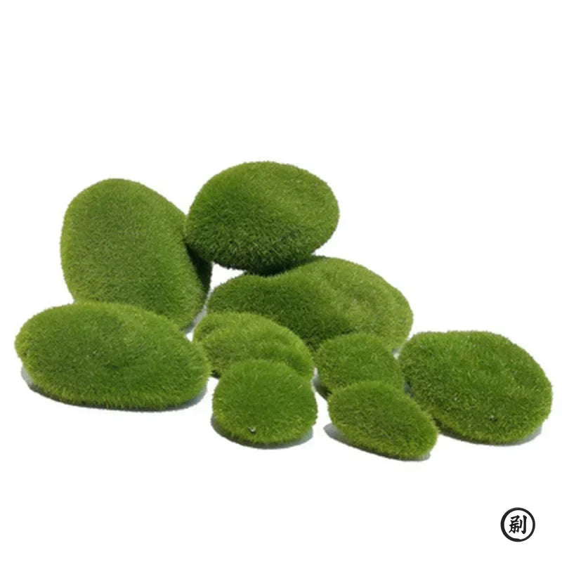 Artificial Green Moss Stones (10PCS) Aquarium Decoration for Fish Tanks, Terrariums