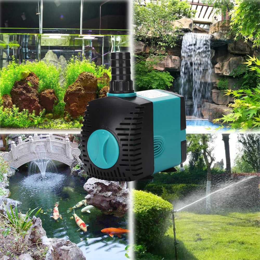 Ultra-Quiet Submersible Water Fountain Pump – Adjustable Flow for Aquariums & Ponds (220–240V)