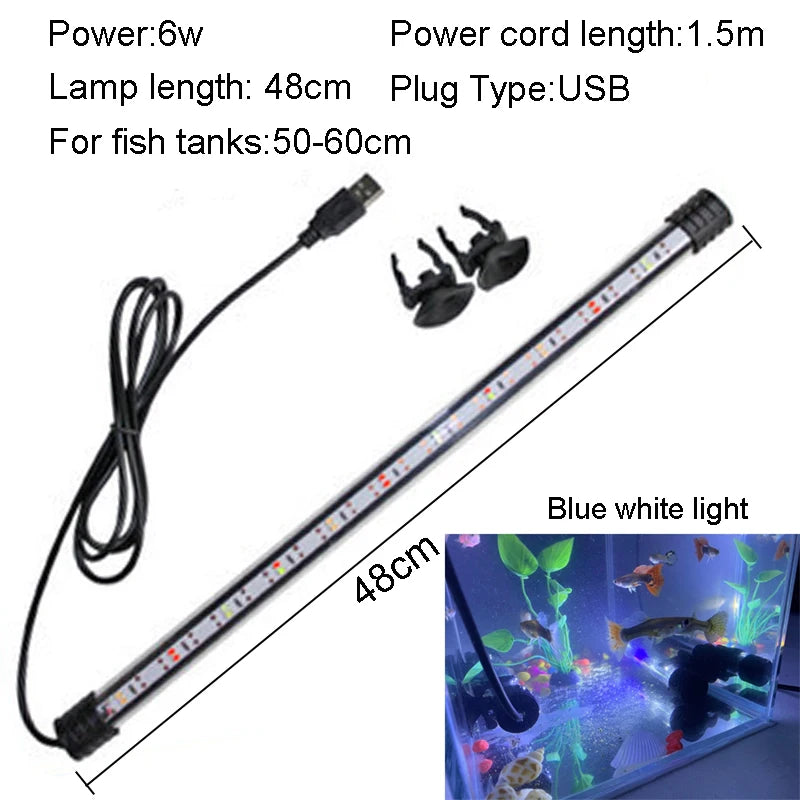 USB Aquarium LED Light – Waterproof Submersible Fish Tank & Plant Grow Lamp