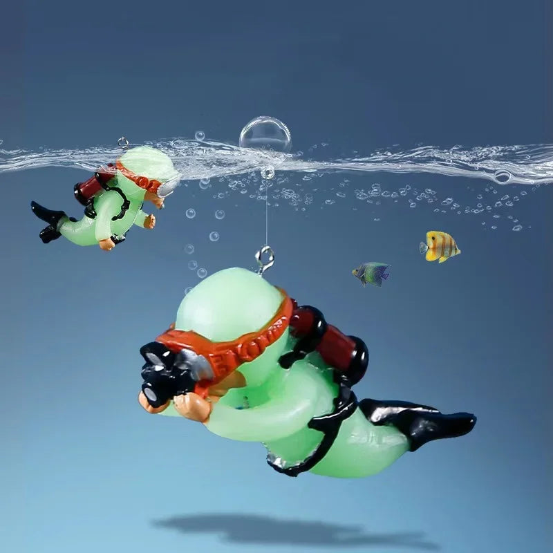 Cute Luminous Mini Diver Aquarium Decoration – Floating Scuba Diver Ornament