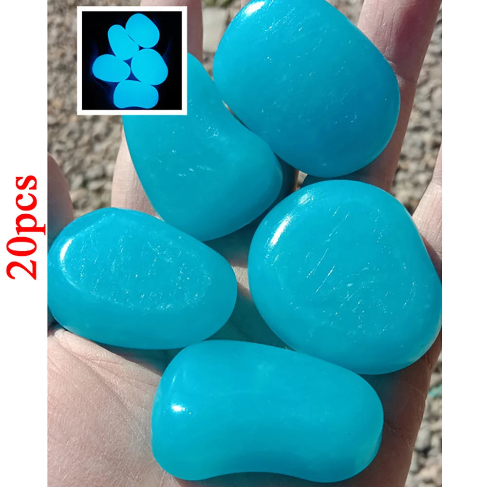 Glow-in-the-Dark Garden Pebbles (20PCS, 300g) – Luminous Resin Stones for Outdoor Landscaping, Fairy Gardens & Aquariums,Fish Tanks